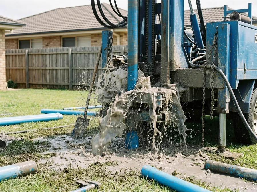 Clean water flushing up through the casing on an emergency callout.